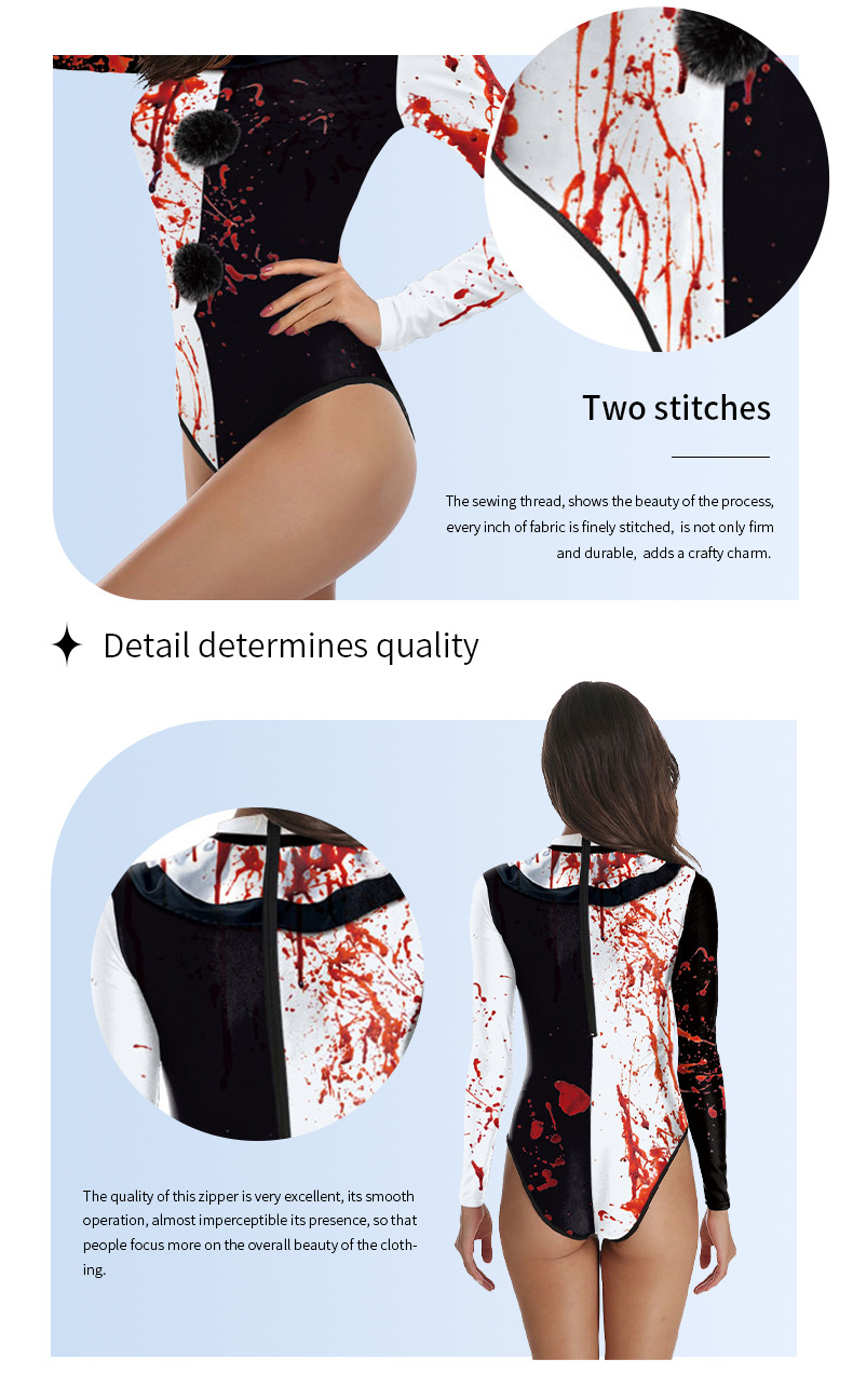 Womens Clown Bloody Terrifier Costume Swimsuit for Carnival Party